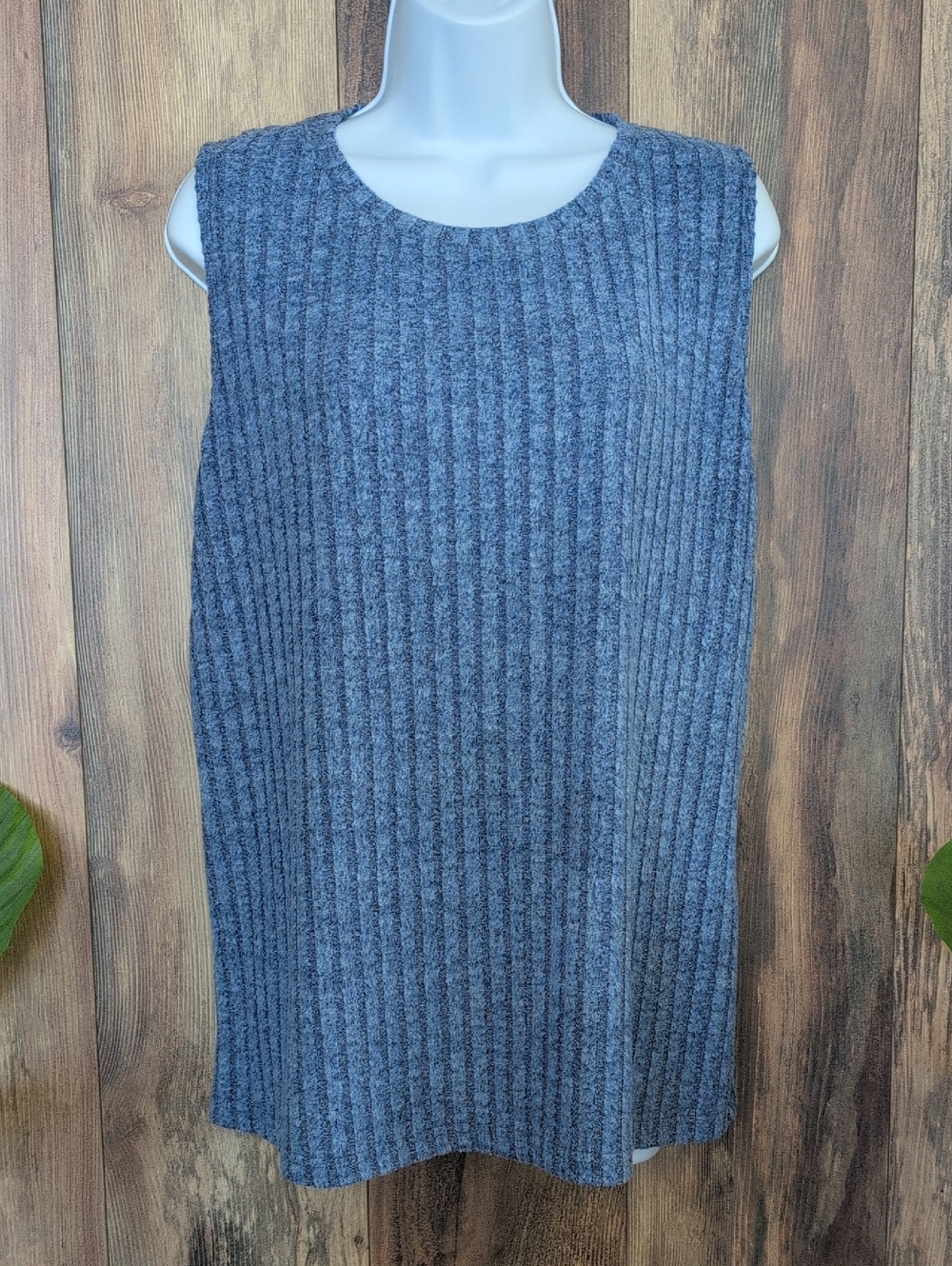 Ribbed Sleeveless Crewneck Sweater Top Vest XXL          W240